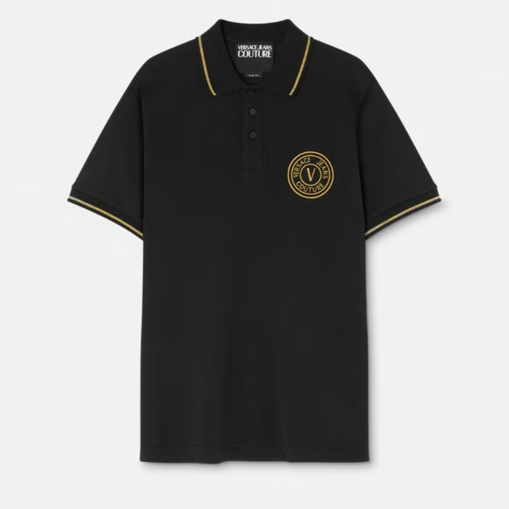 $175 VERSACE JEANS COUTURE MEN V-EMBLEM POLO SHIRT